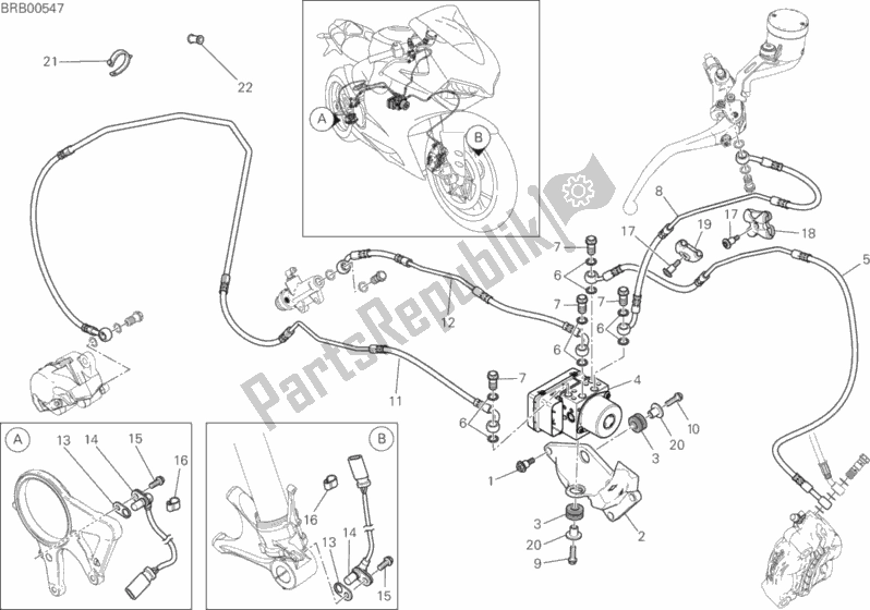 Alle onderdelen voor de Antiblokkeersysteem (abs) van de Ducati Superbike 1299S ABS USA 2017